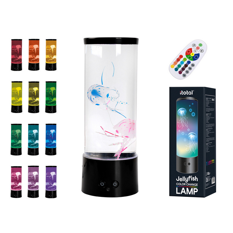 Lampada Lava con meduse e telecomando multicolor