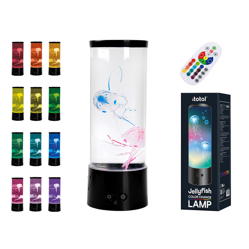 Lampada lava con meduse e telecomando multicolor