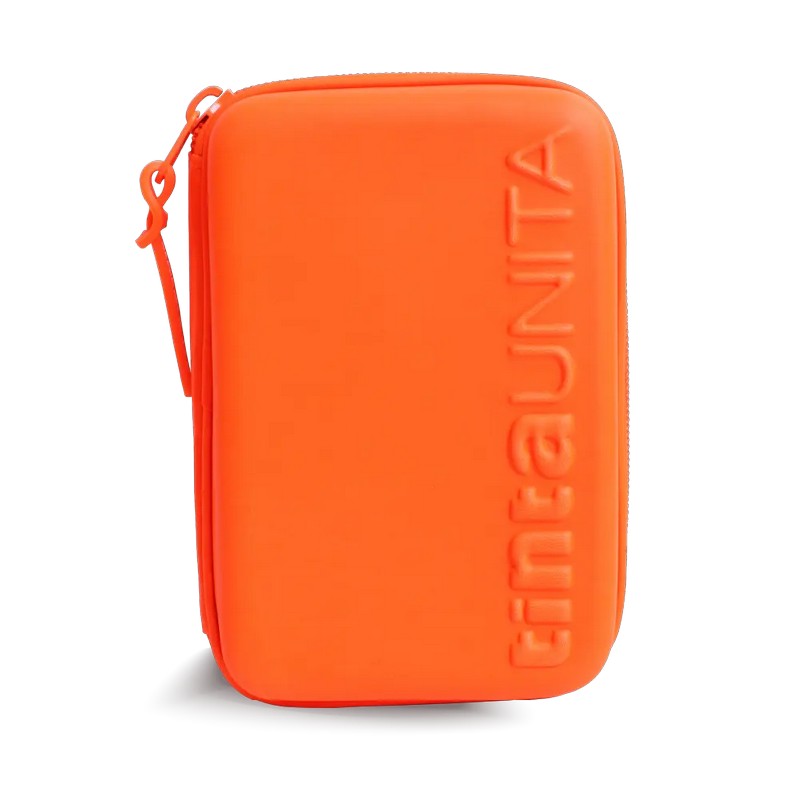 Astuccio una zip one time tinta unita arancione fluo