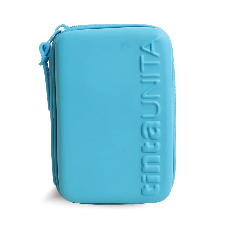 Astuccio una zip one time tinta unita celeste