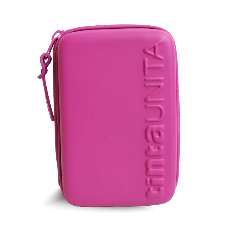 Astuccio una zip one time tinta unita fucsia