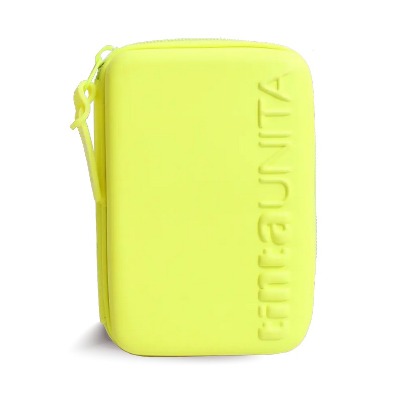 Astuccio una zip one time tinta unita giallo fluo