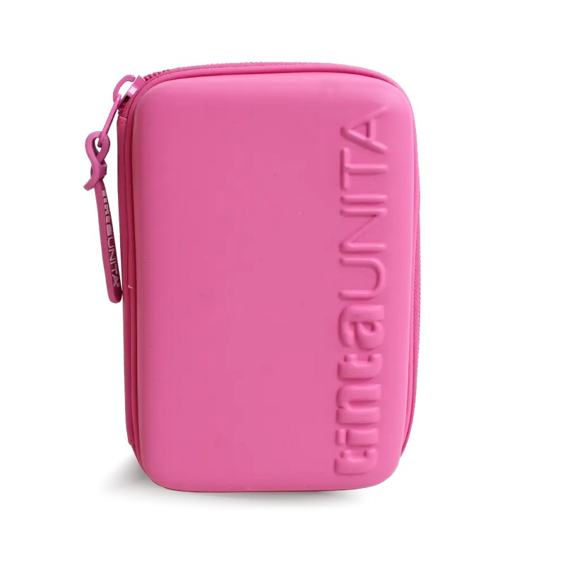 Astuccio una zip one time tinta unita rosa
