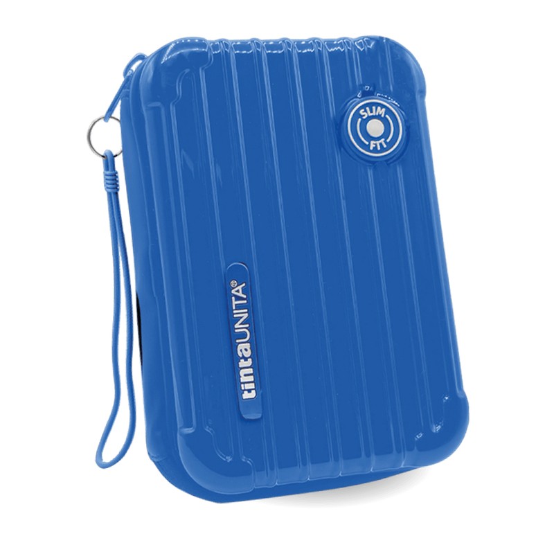 Astuccio una zip one time slim tinta unita azzurro