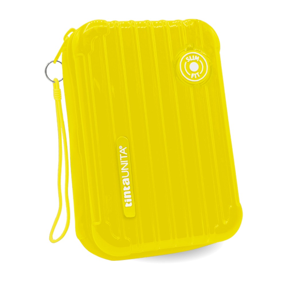 Astuccio una zip one time slim tinta unita giallo