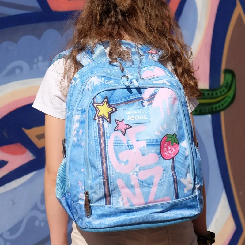 Zaino scuola TintaUnita jeans girl azzurro