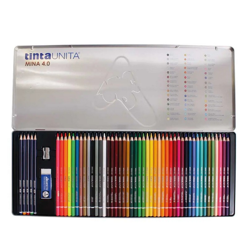 Pastelli tinta unita in legno box da 45 colori