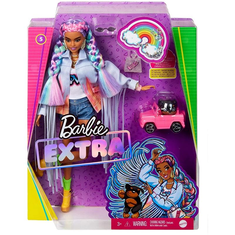 Barbie Extra Bambola con giacca lanosa rosa e maialino-unicorno, 10  Accessori alla Moda, Giocattolo per Bambini 3+ Anni