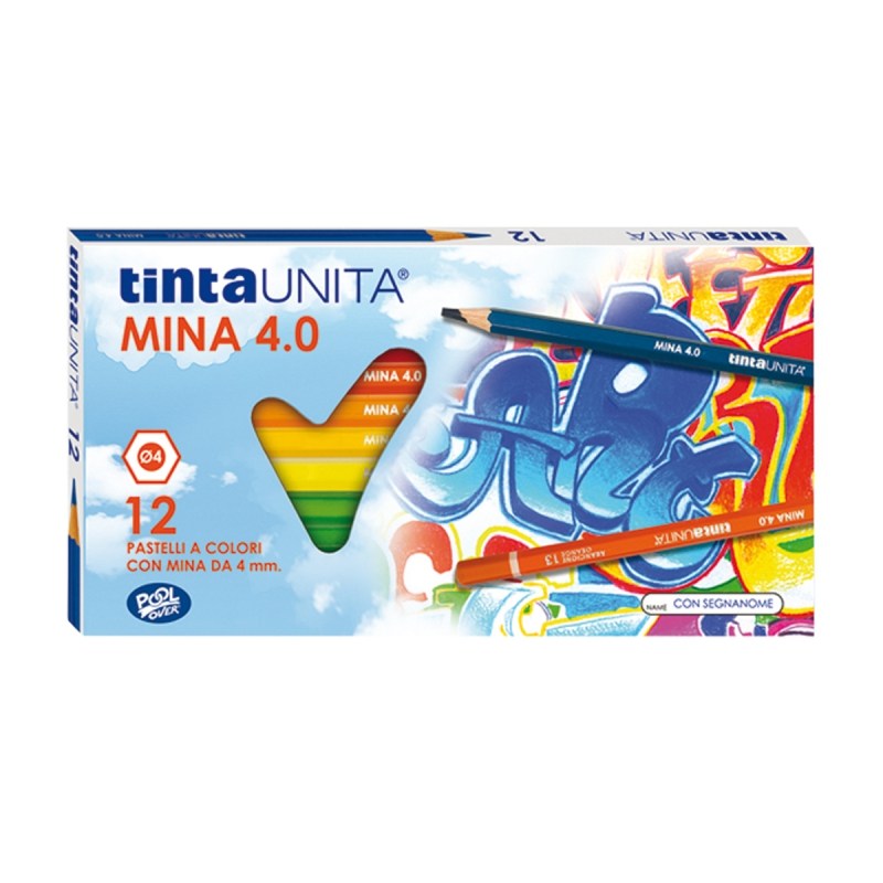 Pastelli tintaunita in legno da 12 colori