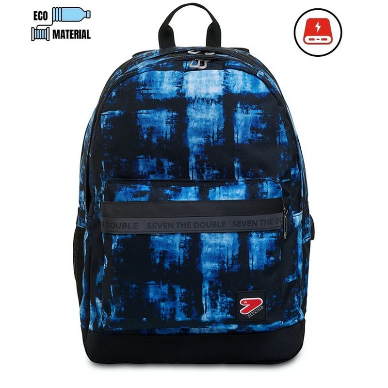 Zaino Seven scuola pro xxl blu check and tye