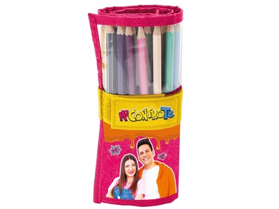 Rotolo da 24 pastelli in legno me contro te fucsia giallo