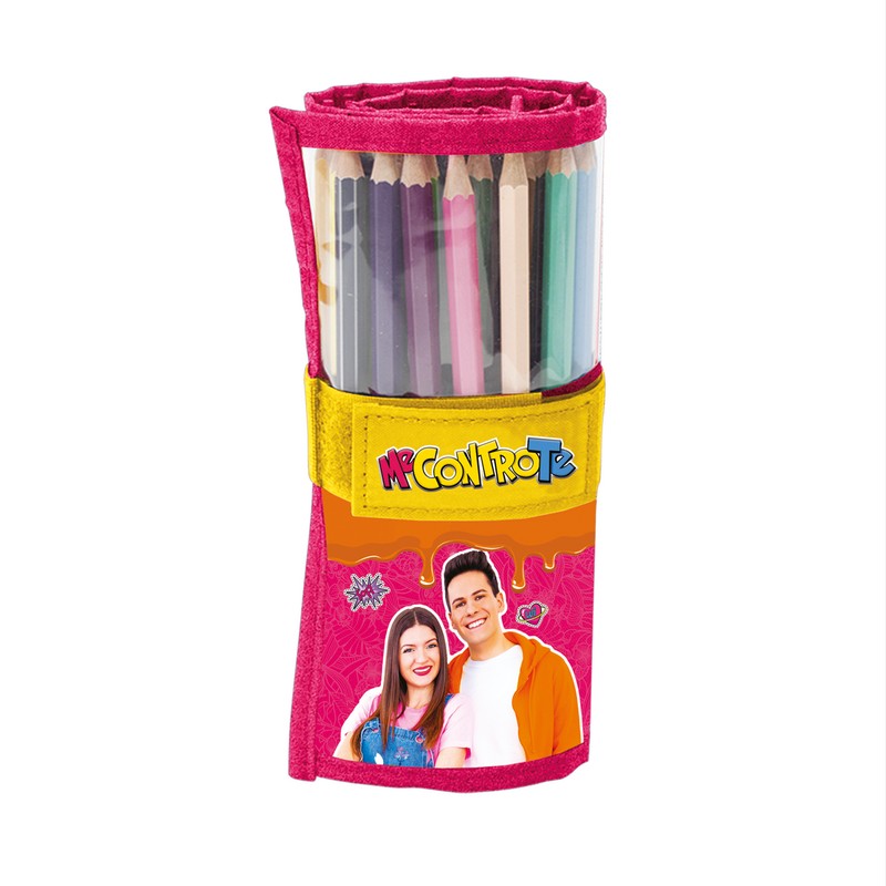 Rotolo da 24 pastelli in legno me contro te fucsia giallo